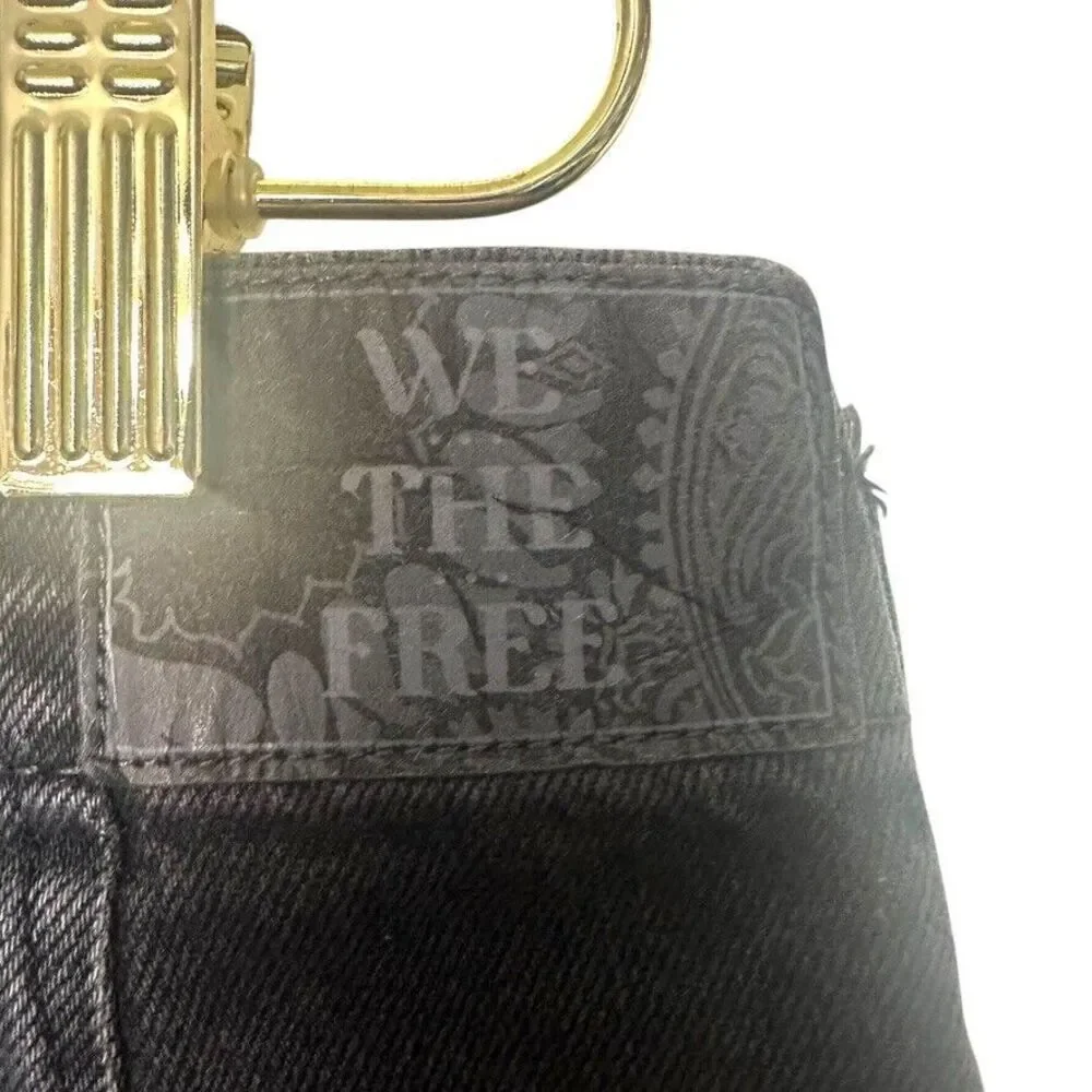 Free People We The Free Major Leagues Cargo Jeans Women 30 Vtg. Black Boho Denim